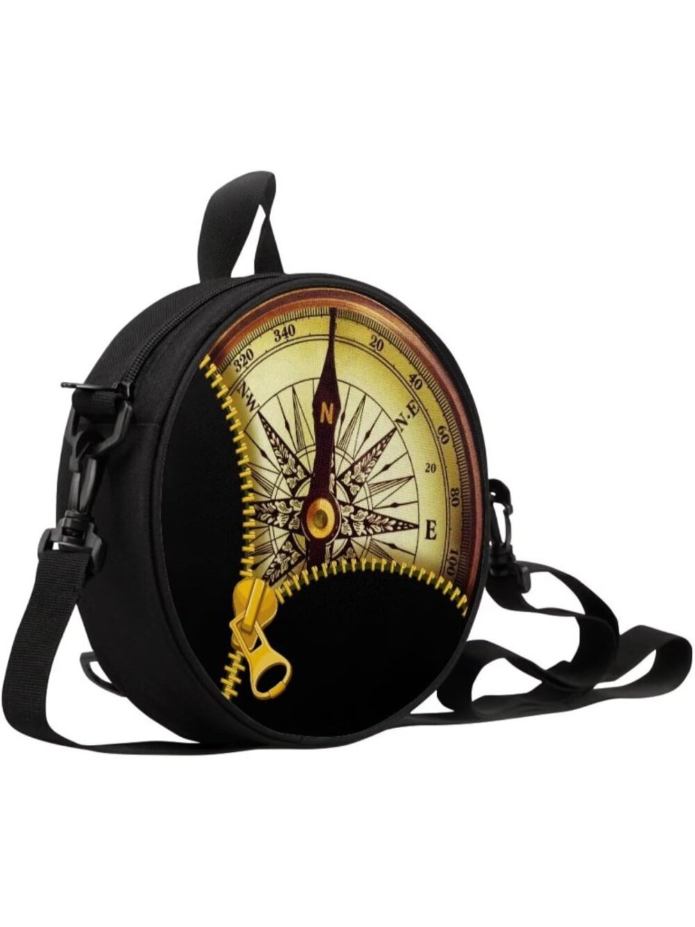 🎃Women Brown Novelty Round Clock Shape Zippered Clock Purses Shoulder Bag